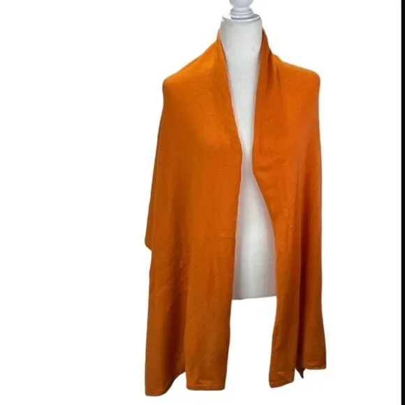 SCARF Orange Rectangular Oversized Very Soft - Picture 4 of 5